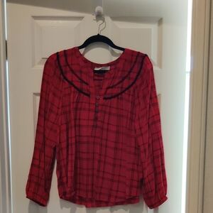 LOFT Red Checkered Women's Blouse